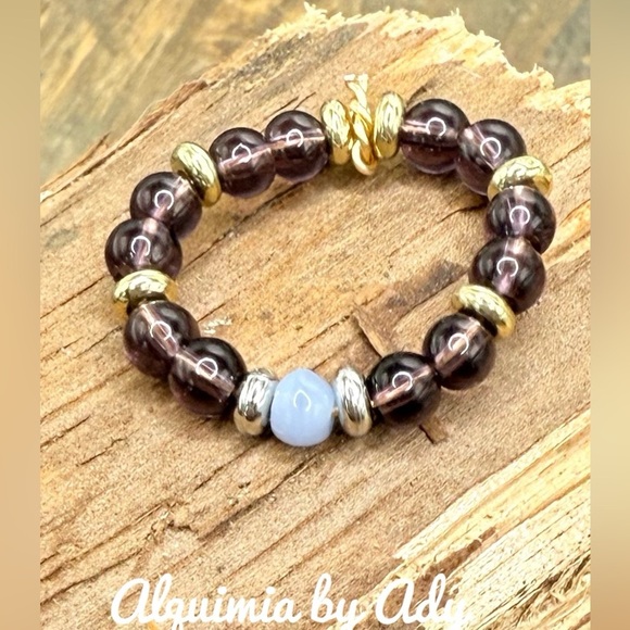 Alquimia Purple and Gold Beaded Ring - Picture 1 of 2